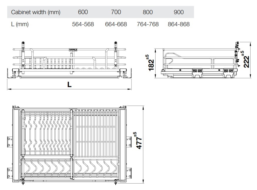 Rổ chén dĩa Hafele 549.04.047 Kason Flex inox R900mm