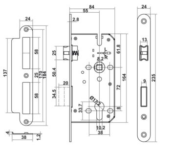 Bộ tay gạt 499.63.624 Hafele DIY-D cửa đi niken mờ