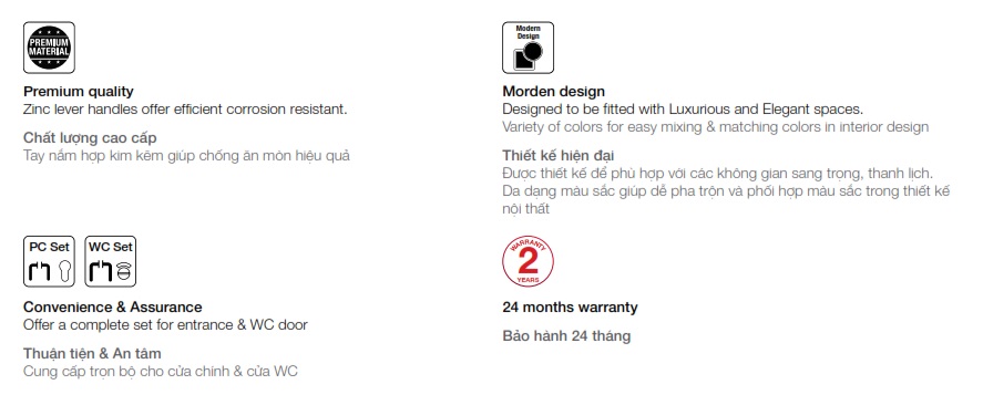 Bộ tay gạt 499.63.623 Hafele DIY-C cửa wc đồng bóng