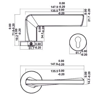 Bộ tay gạt 499.63.624 Hafele DIY-D cửa đi niken mờ