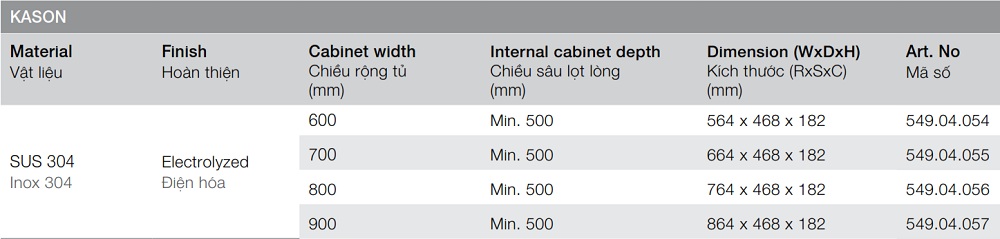 Rổ xoong nồi Hafele 549.04.056 Kason inox R800mm