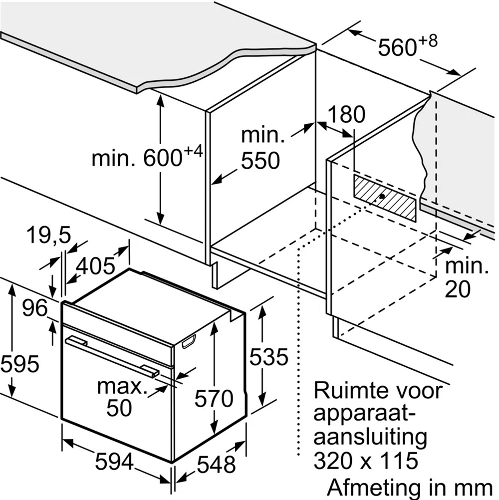 Lò nướng Bosch HBG536ES3 âm tủ 71 lít Series 6