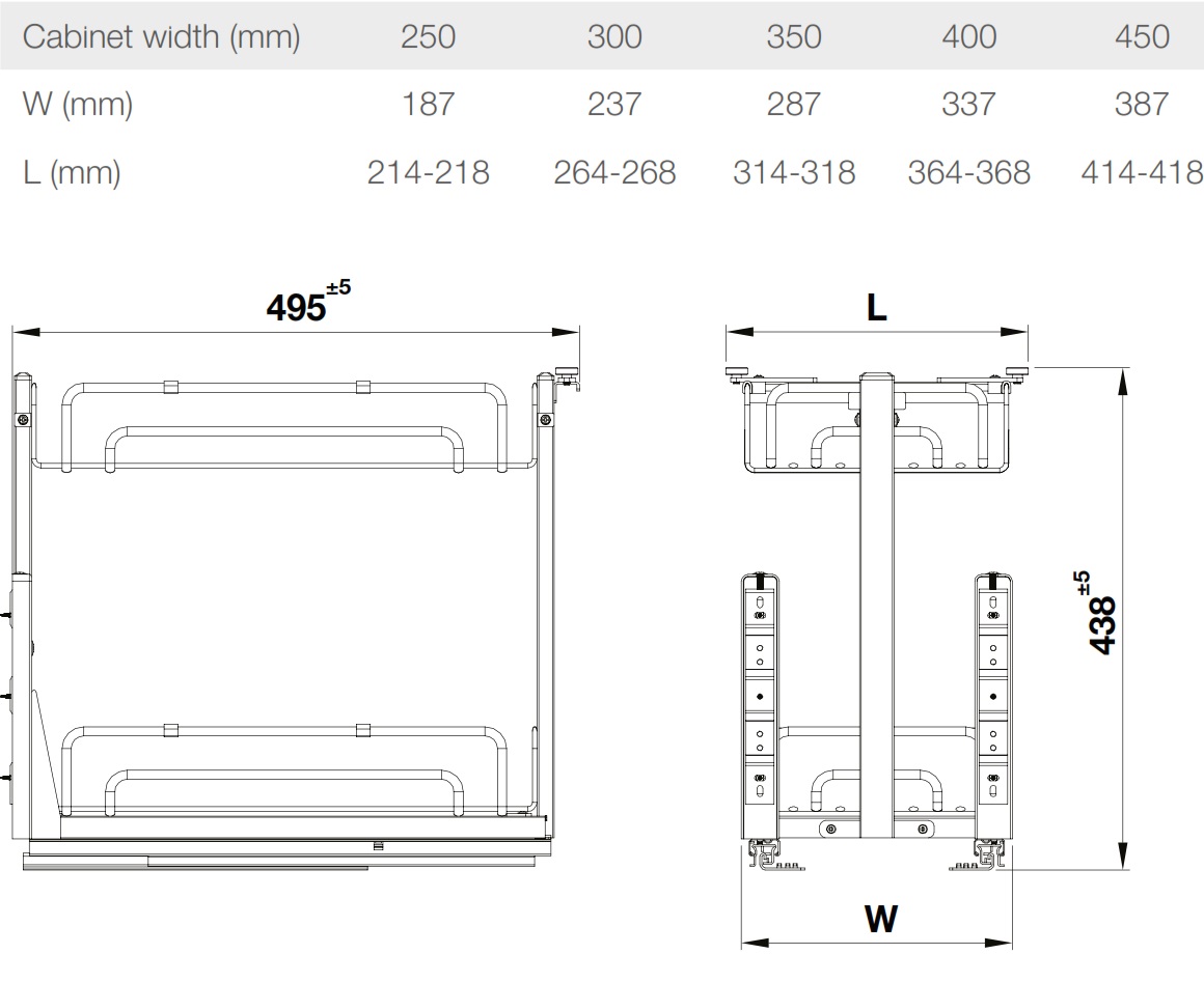 Rổ gia vị Hafele 547.10.062 Omero R250mm inox