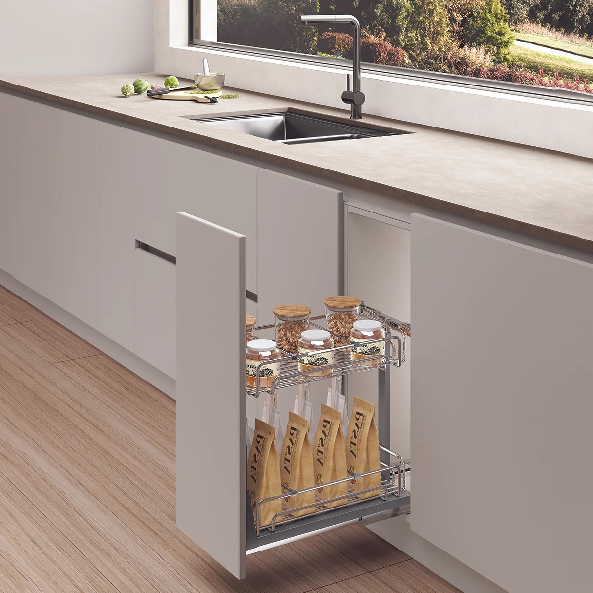 Rổ gia vị Hafele 547.10.062 Omero R250mm inox