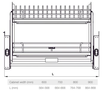Rổ nâng hạ Hafele 504.71.073 Oria inox R600mm