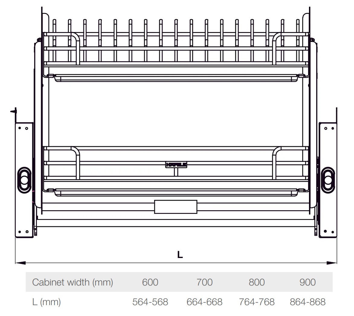 Rổ nâng hạ Hafele 504.71.076 Oria R800mm inox