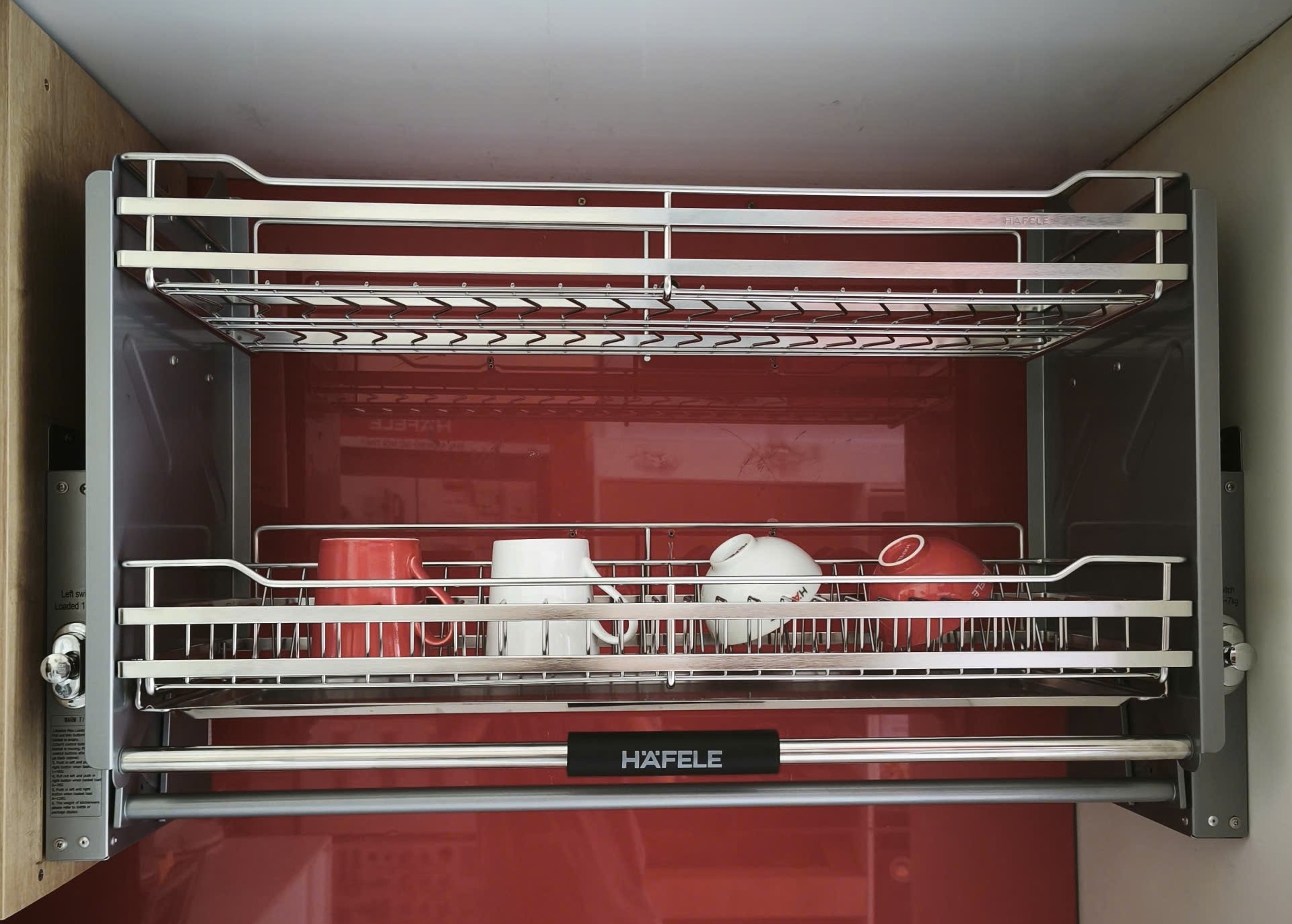 Rổ nâng hạ Hafele 504.76.705 Oria R700mm nano