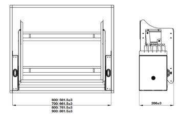 Rổ nâng hạ Hafele 504.71.704 Oria R600mm phủ nano