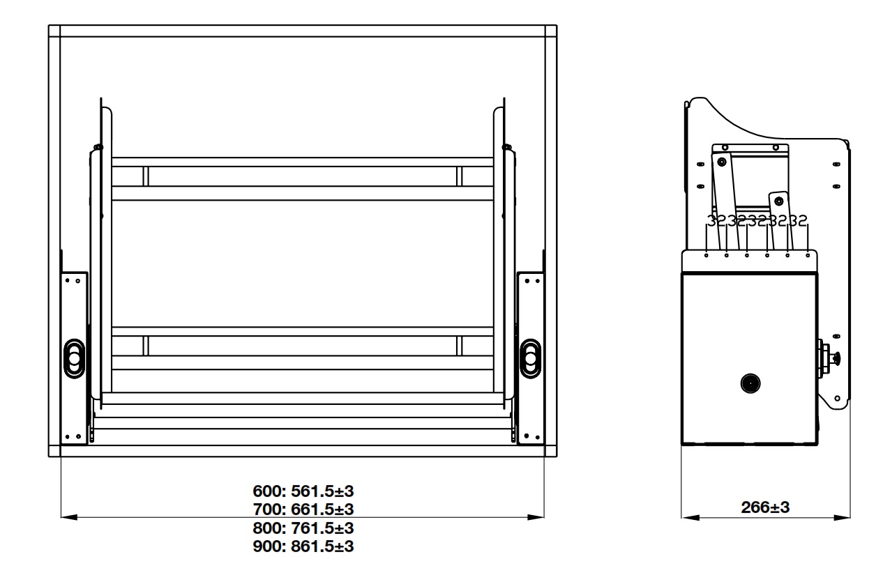 Rổ nâng hạ Hafele 504.76.705 Oria R700mm nano