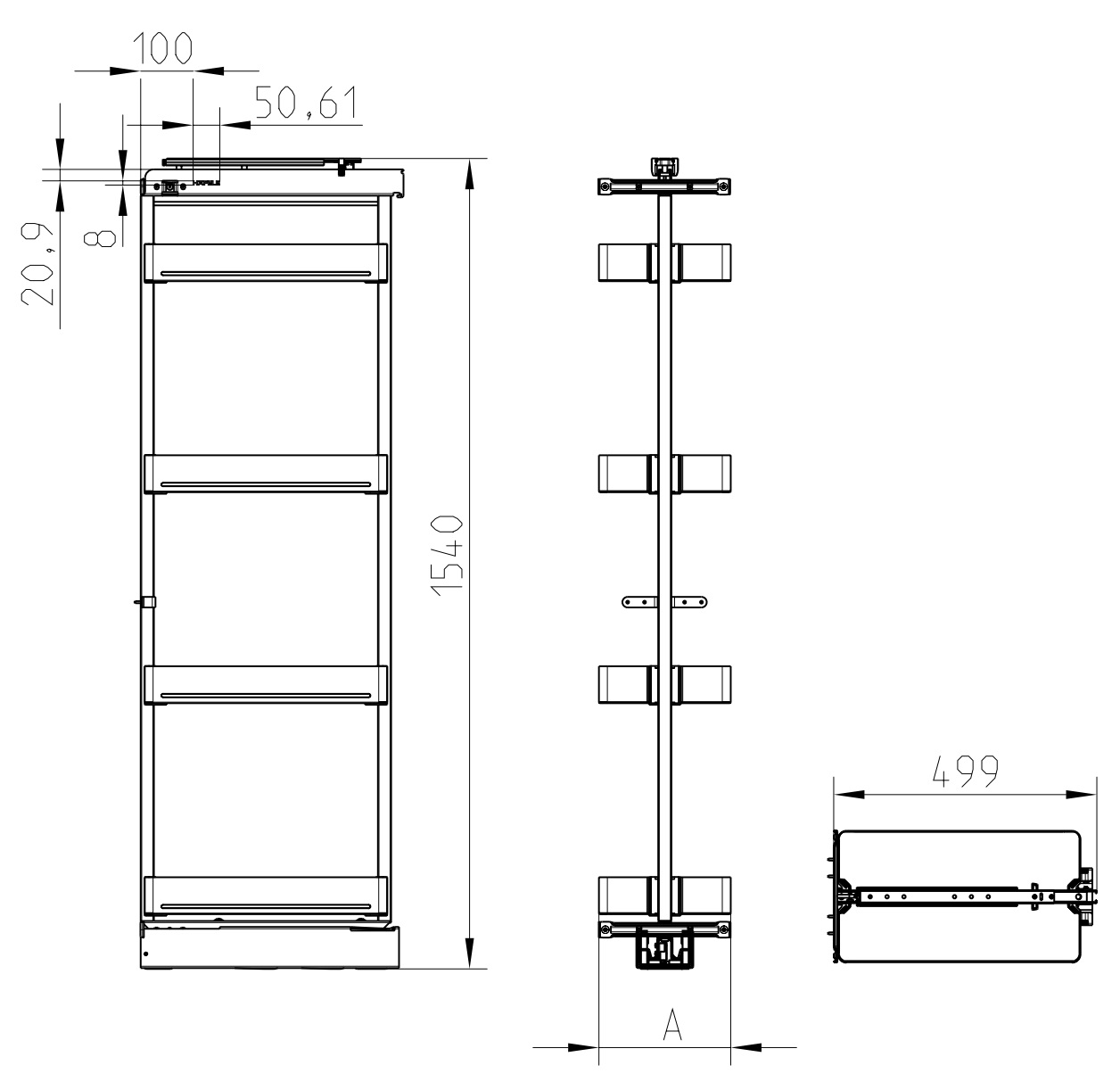 Tủ kho Hafele 504.68.390 Dispensa R400mm