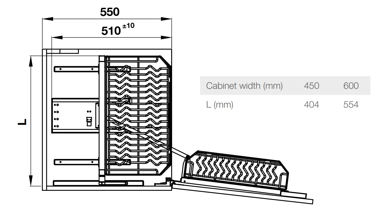 Tủ kho Hafele 595.71.043 Kara Swing R450mm inox