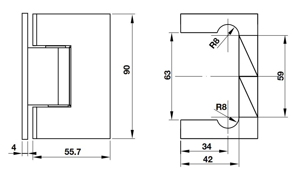 Bản lề phòng tắm kính 90º Hafele 981.77.900 chrome bóng