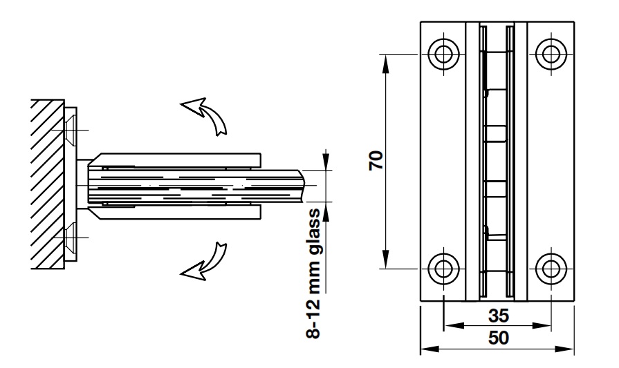 Bản lề phòng tắm kính 90º Hafele 981.77.900 chrome bóng