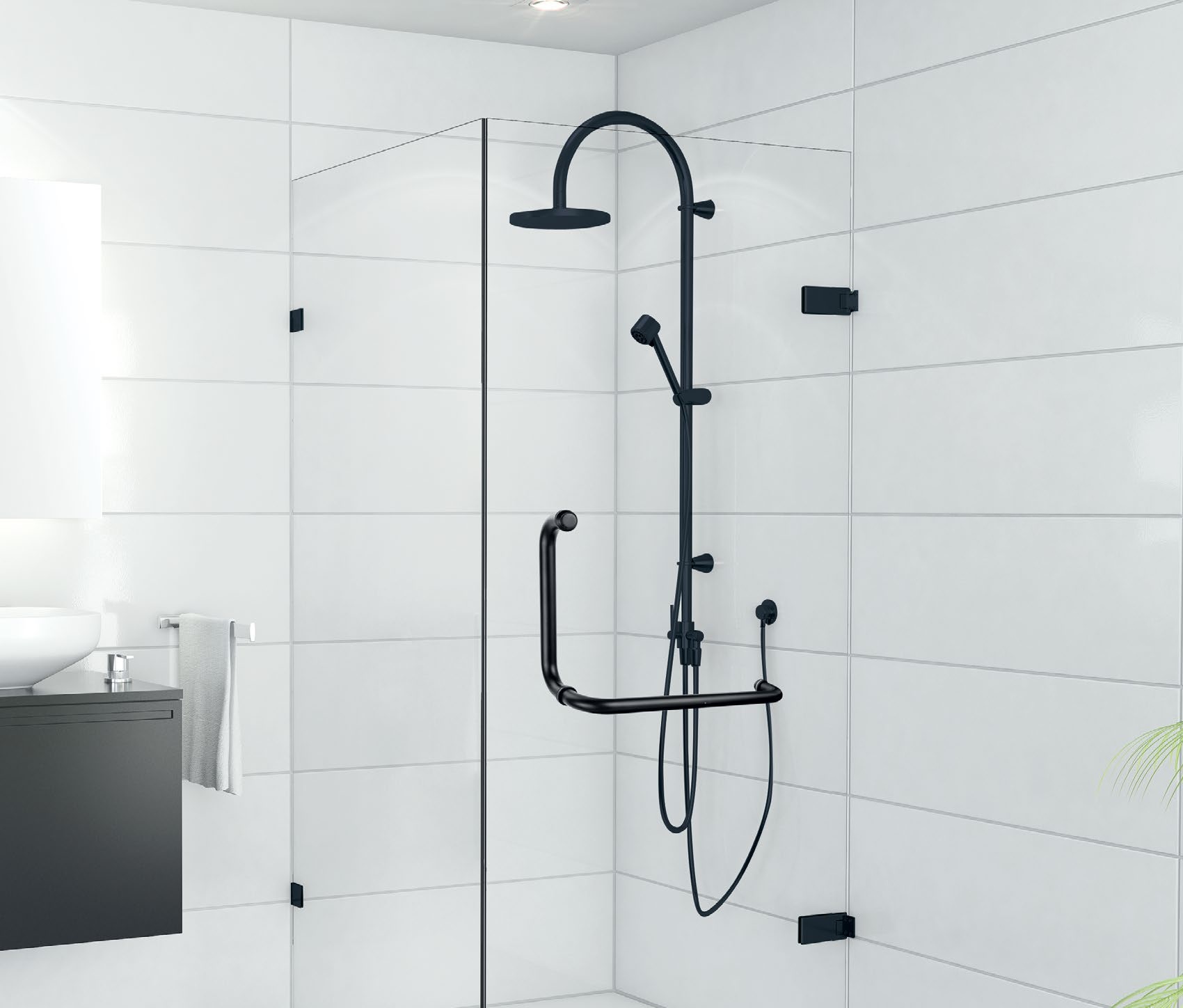 Bản lề phòng tắm kính 90º Hafele 981.77.901 đen mờ PVD chính hãng