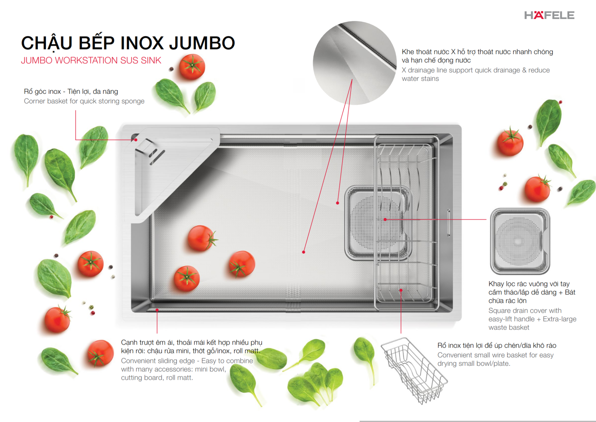 Chậu Hafele 567.24.401 HS26-SSN1S-7644 Embossed