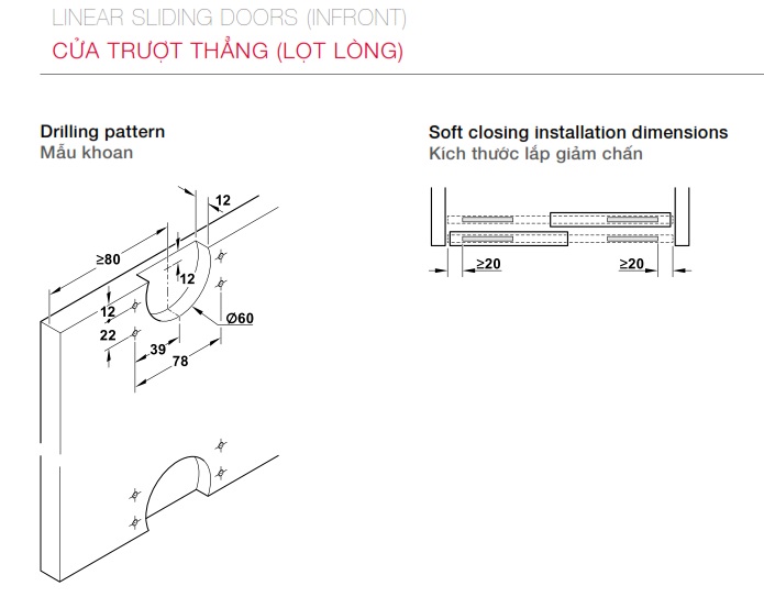 Cửa trượt Hafele 401.30.016 Slido F-Line18 50A