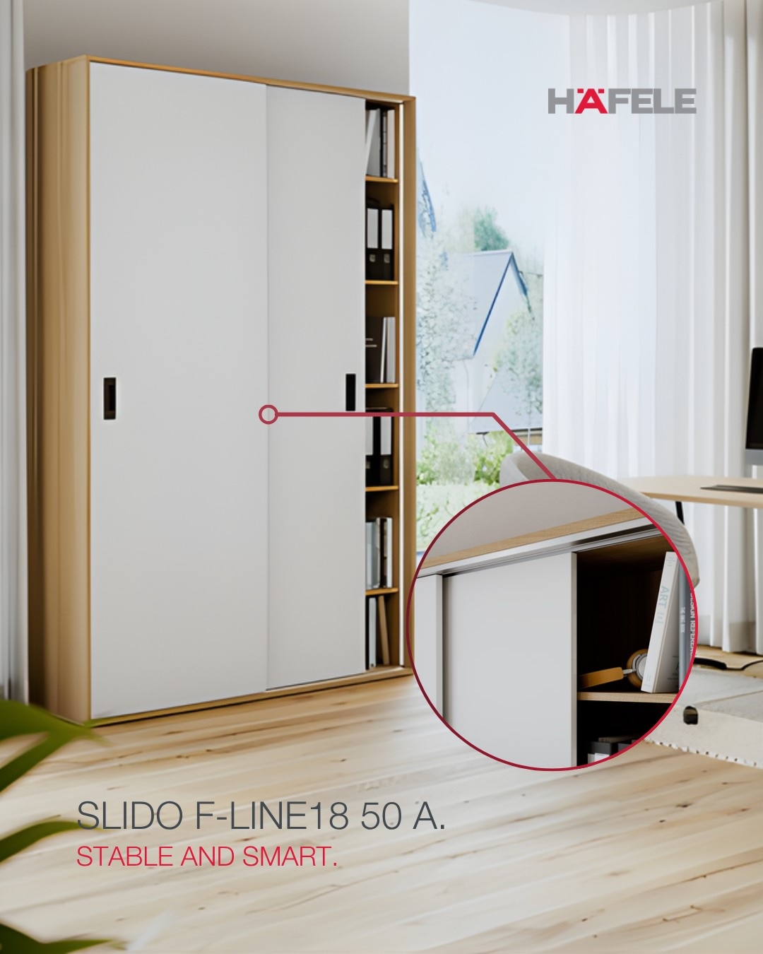 Cửa trượt Hafele 401.30.016 Slido F-Line18 50A