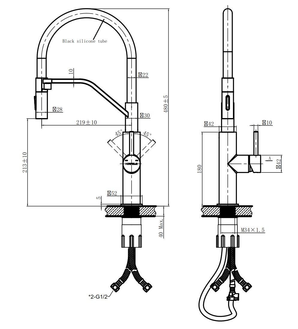 Vòi bếp Hafele 570.85.001 HT26-SH1F485 chrome