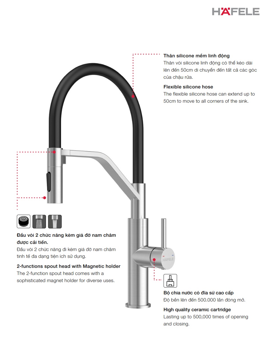 Vòi bếp Hafele 570.85.001 HT26-SH1F485 chrome